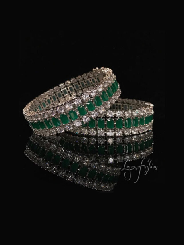Indian Bangle Of  faux Emerald & crystal