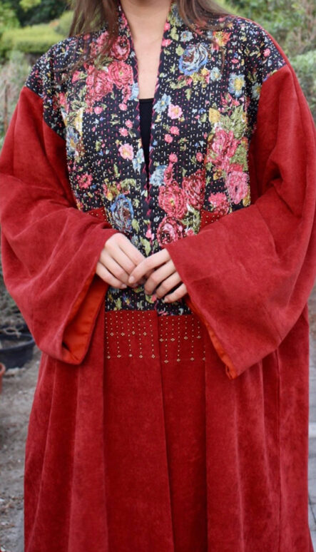Fashion Abaya, corduroy red orange
