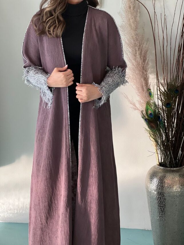 Corduroy Bisht, Violet w/ wool materials