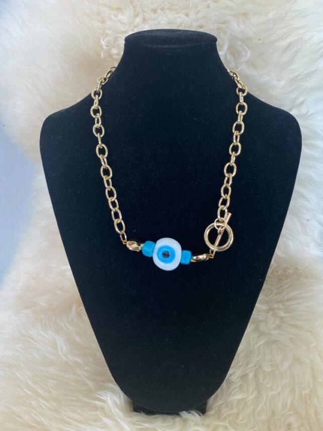 Figaro Necklace, Assorted evil eye golden coated necklace