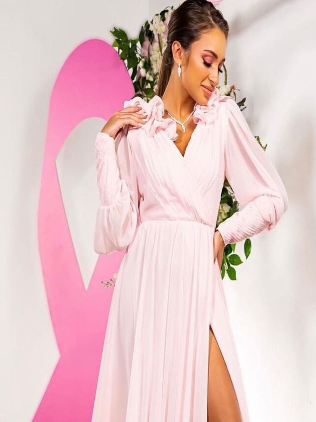 Wrap dress, Baby pink Chiffon Materials