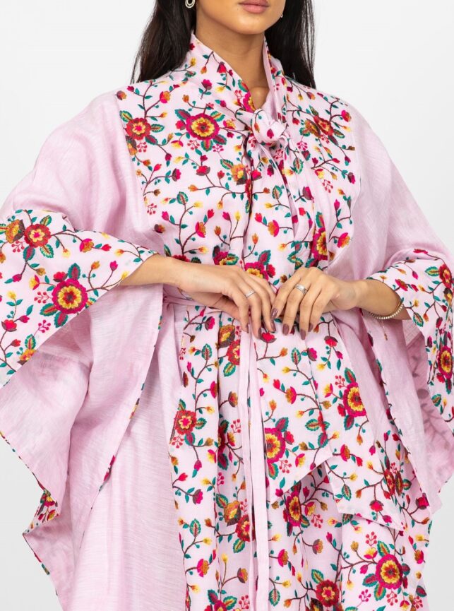 Floral dress, Puffer style w/ adjustable belt cotton linen materials