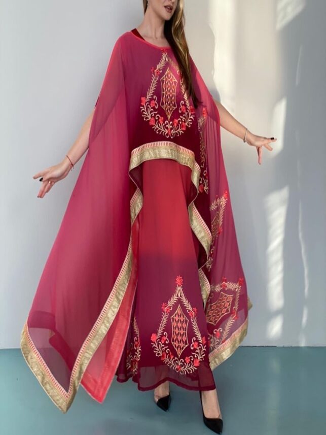 Indian dress, Sari, chiffon material w/ mixed up embroidery