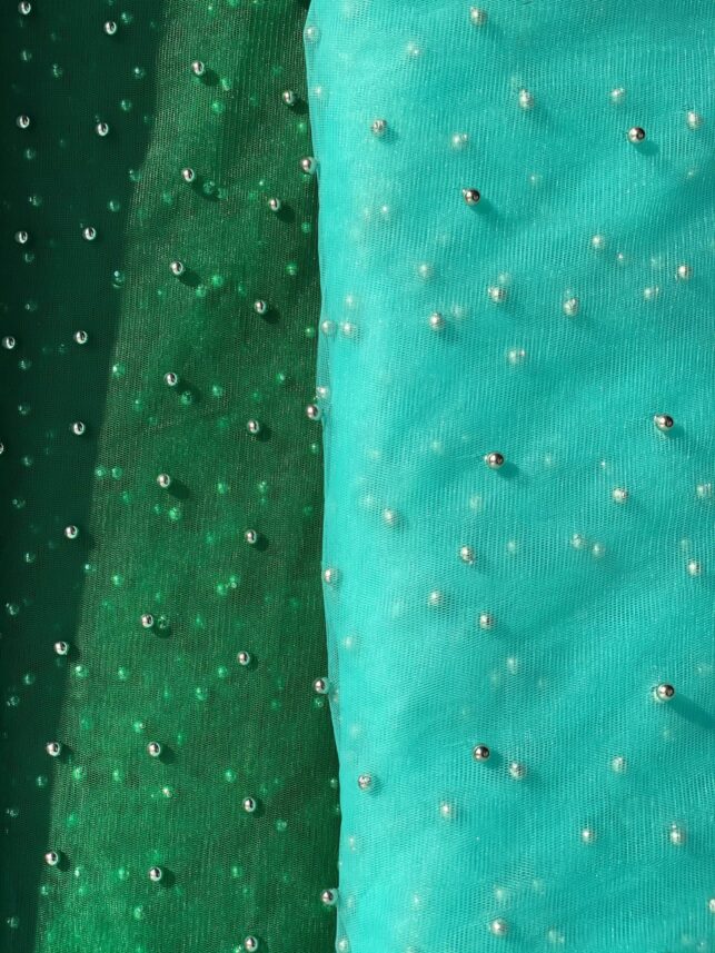 Net Fabric, transparent with beads