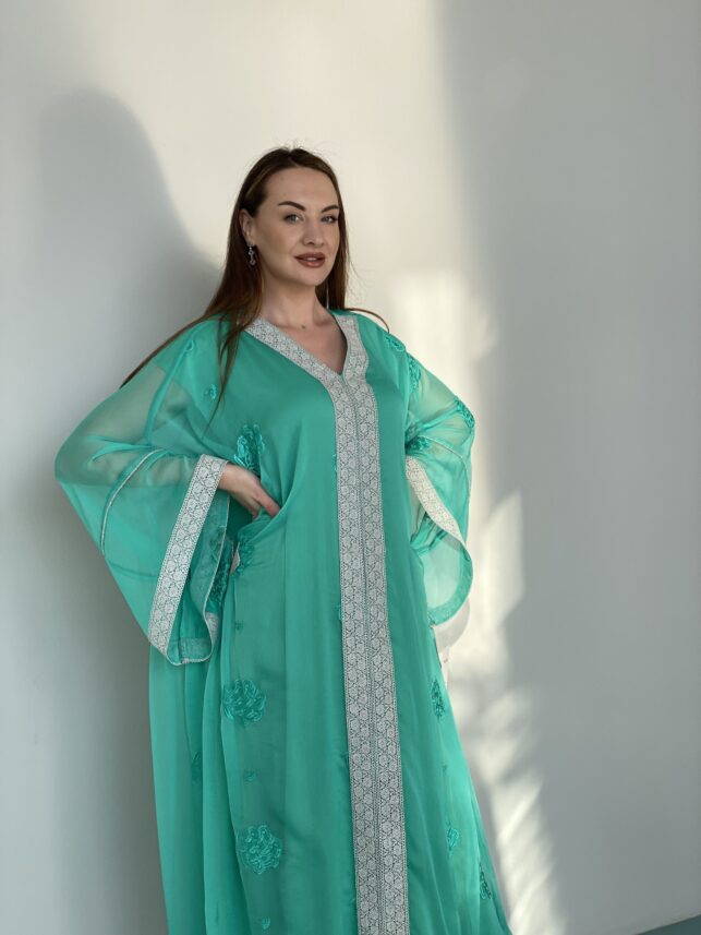 Ramadan Jalabya, Chiffon Material w/ mixed up embroidery