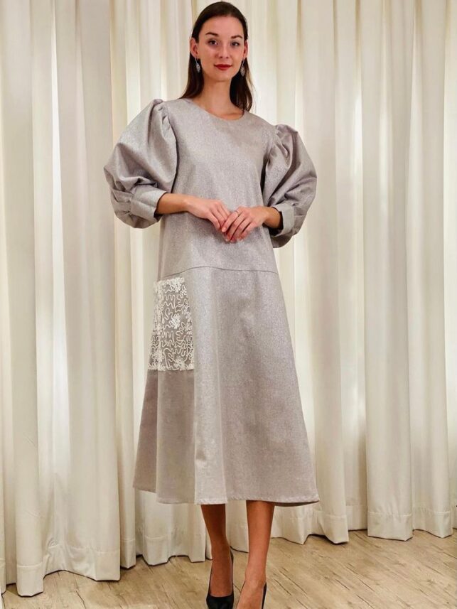 3/4 dress, transparent side pocket w/ nylon materials