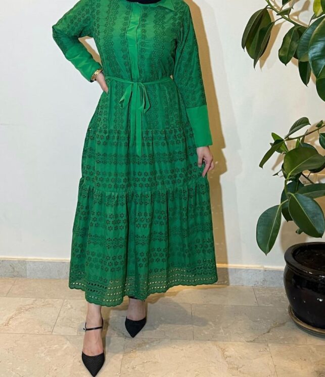 Long sleeve dress Cotton materials full embroidery