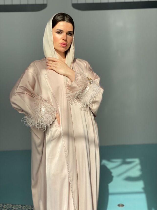 Fur modern abaya, silk materials