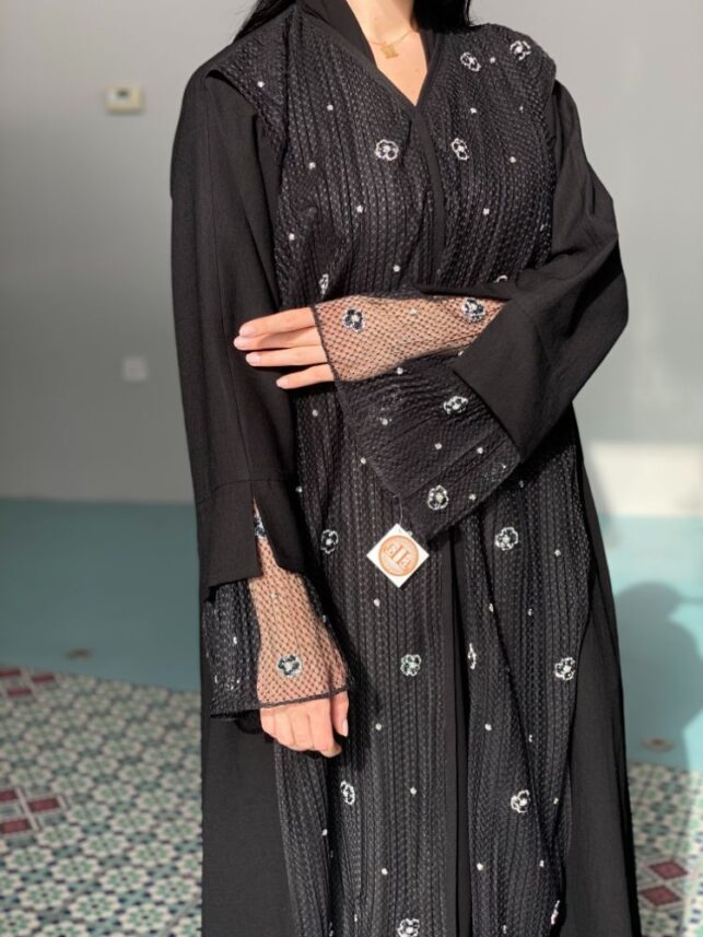 Modern Abaya with net & crepe materials