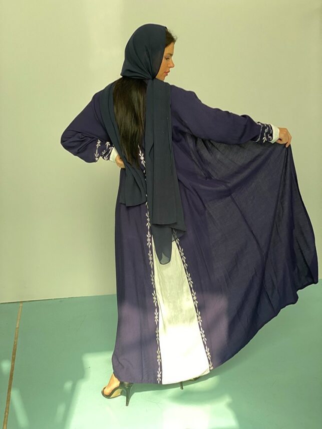 Long hand abaya with embroidery crepe cotton materials