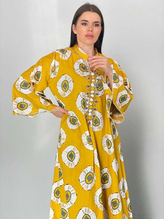Beaded caftan cotton materials