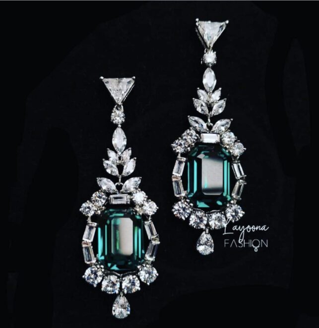Tear drop earrings with zircon stones