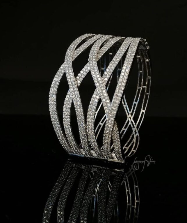 Infinity bangle, Wide silver coated