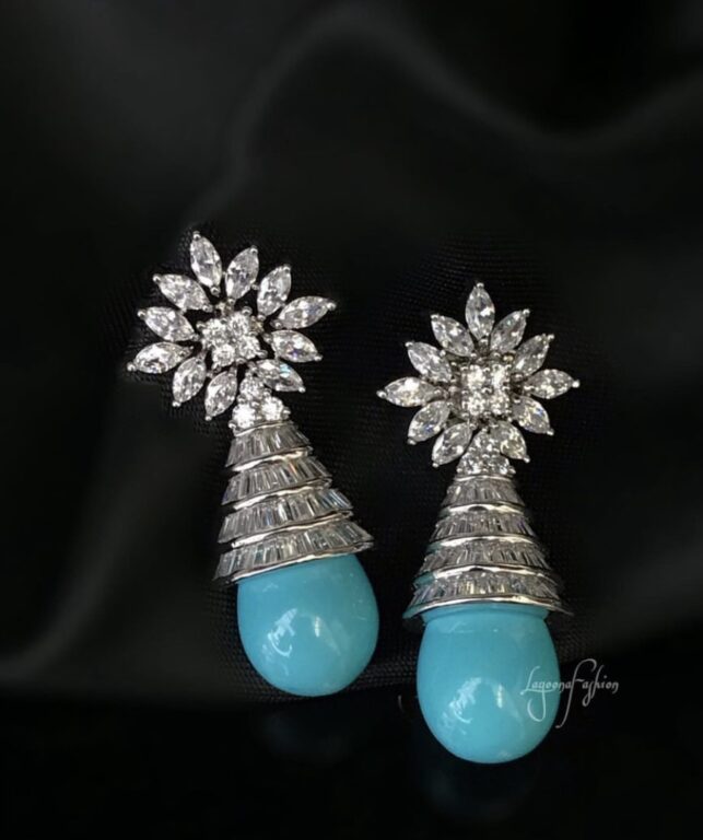 Tear drop earrings with zircon stones