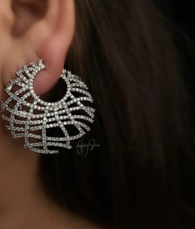 Moon Earrings, Faux silver coated