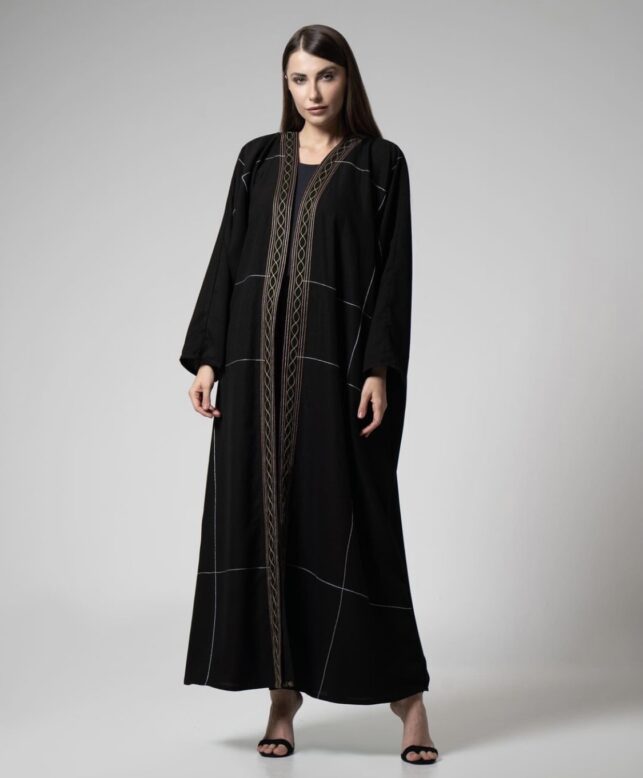 Colored Abaya crepe materials threaded style