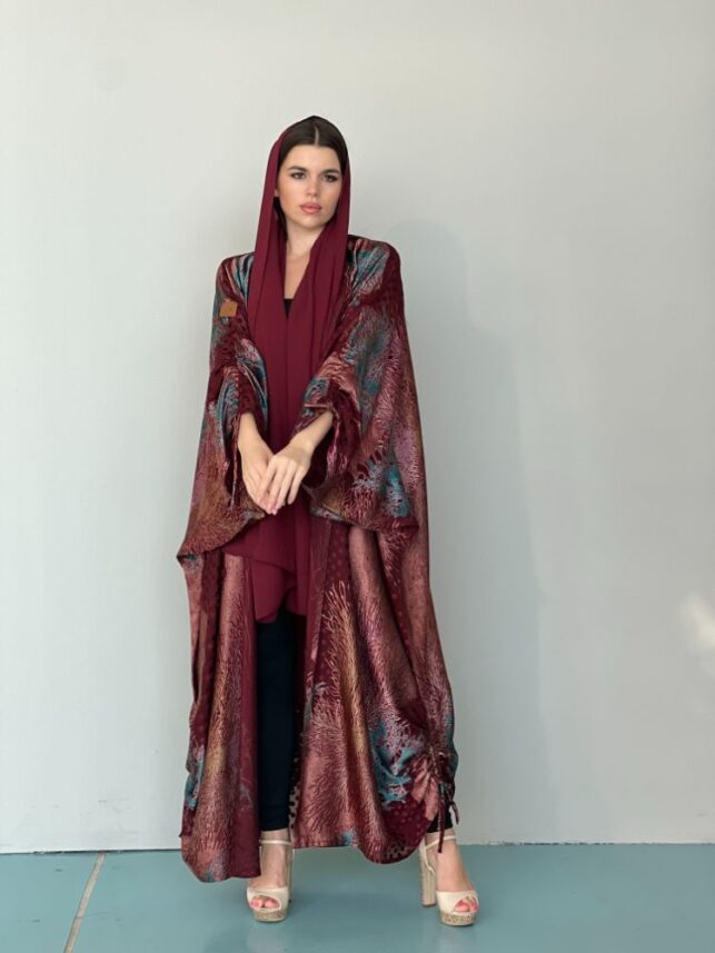 Bisht stylist floral maroon with georgette materials