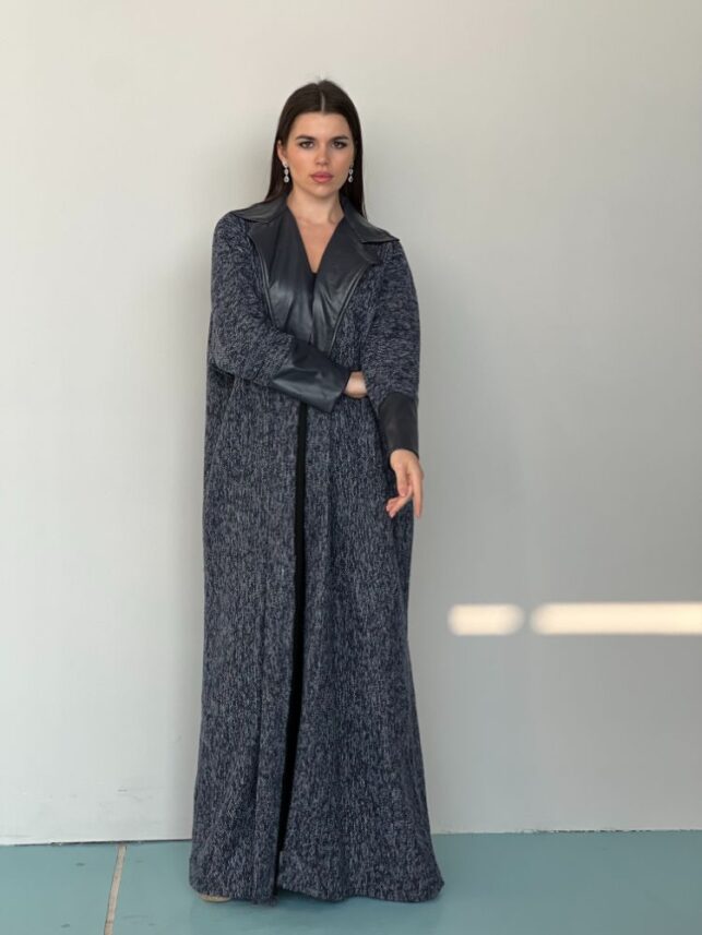 Winter coat denim & leather materials