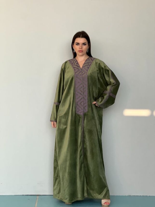 Winter abaya  threaded embroidery velvet materials