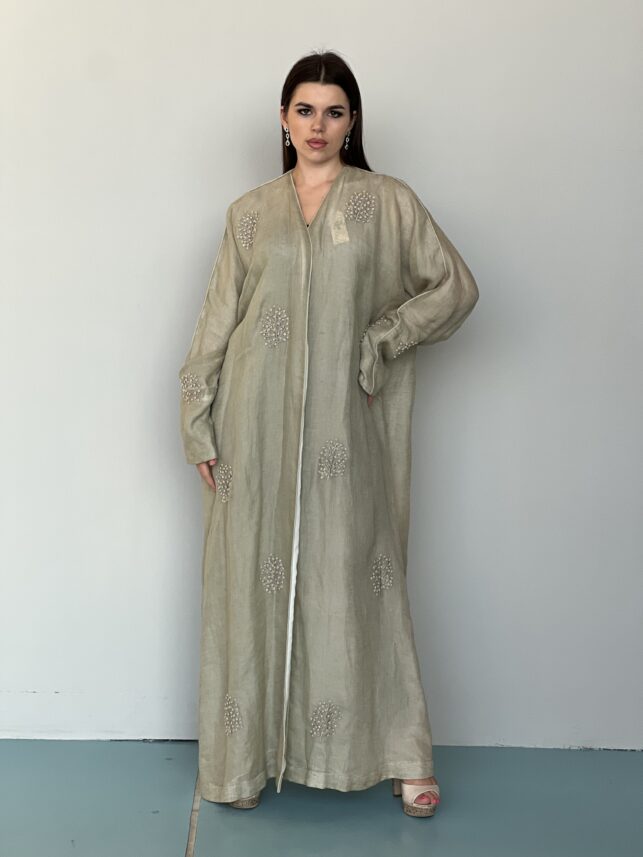 Modern abaya w/embroidery linen materials