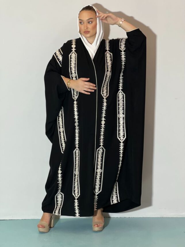 Bisht with white embroidery, georgette materials