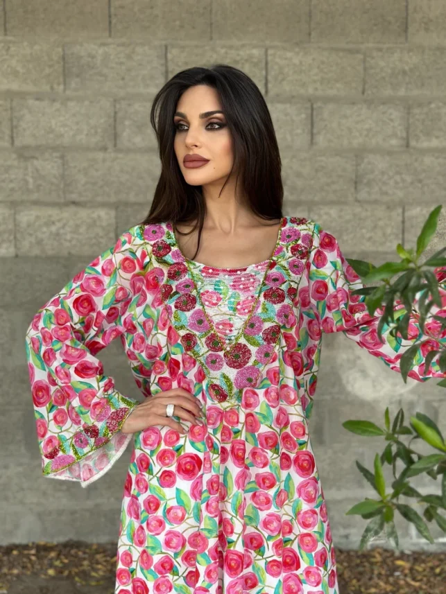 Floral Jalabiya, cotton materials
