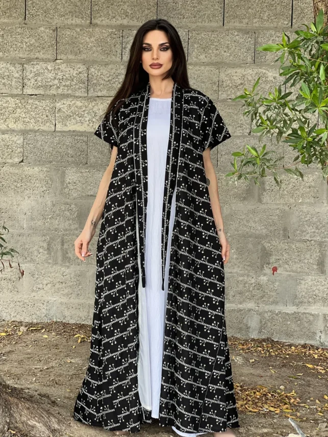 2pc dresses with white embroidery, cotton materials