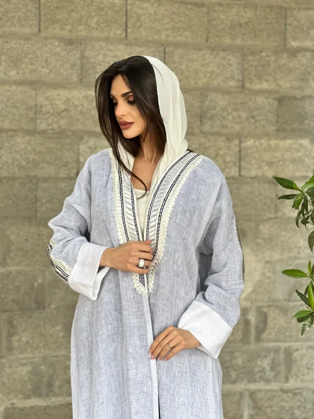 Modern Abaya with lining, linen materials