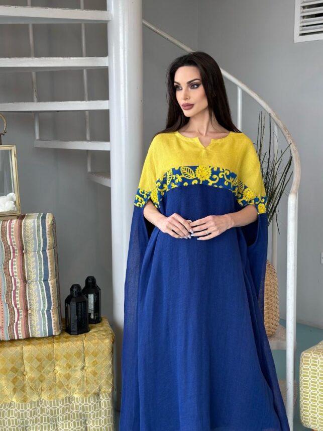 Bisht style Jalabiya, with embroidery linen materials