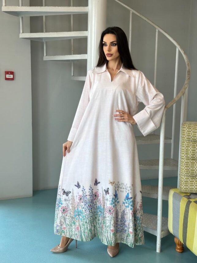 3/4 A line Dress w/ hemline design, Cotton materials