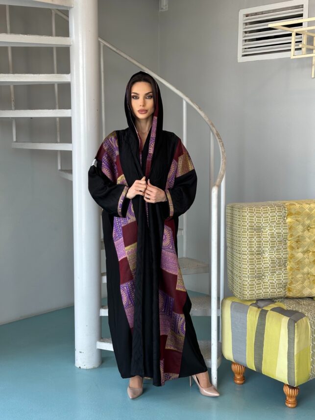 178 abaya w/ mixed card design, crepe materials