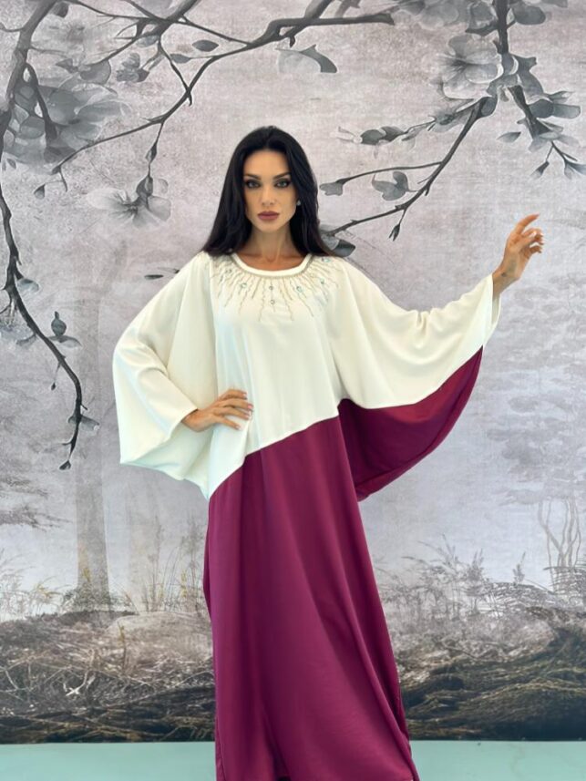 Flare dress color combi, Fine crepe materials