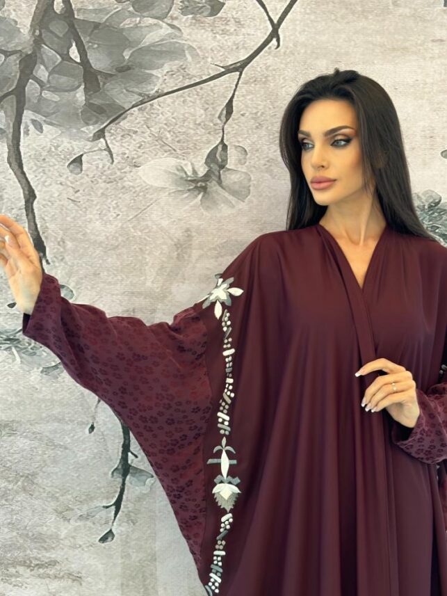 Colored abaya, Flowery satin materials