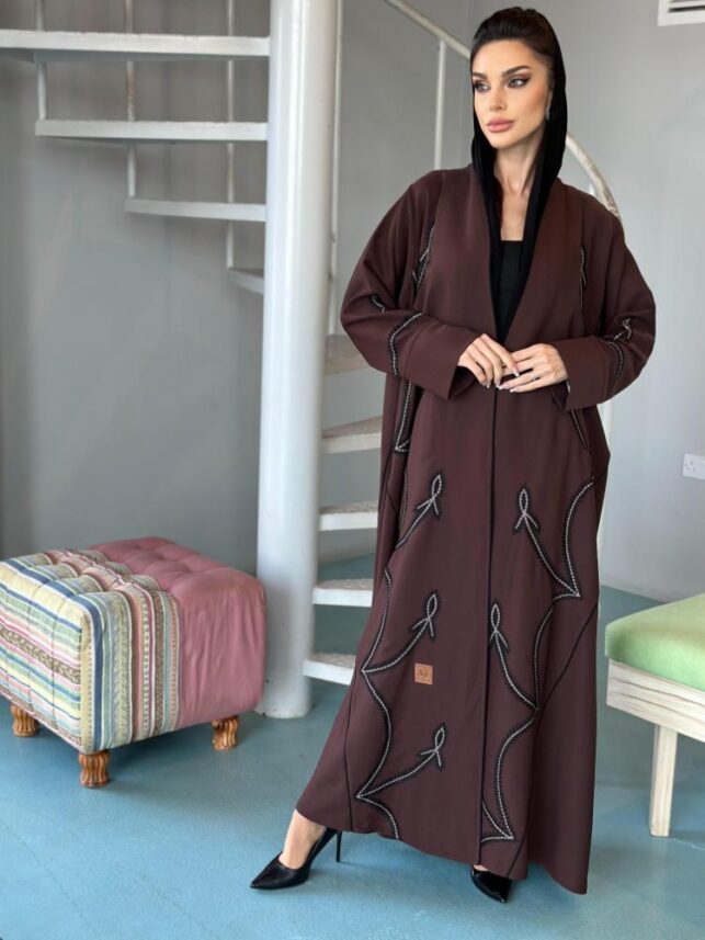 A line design Abaya w/ embroidery, Crepe materials
