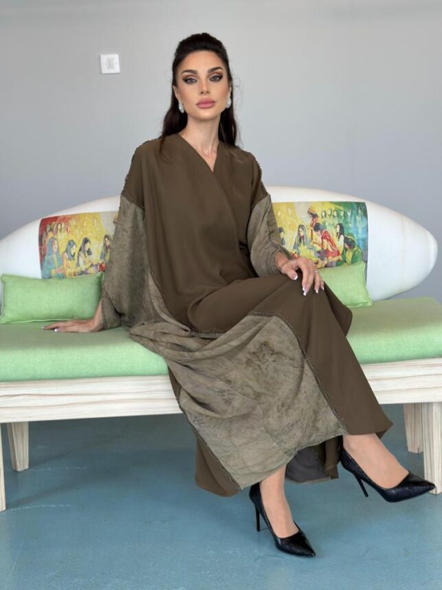Double Colored abaya, Cotton & hemp materials