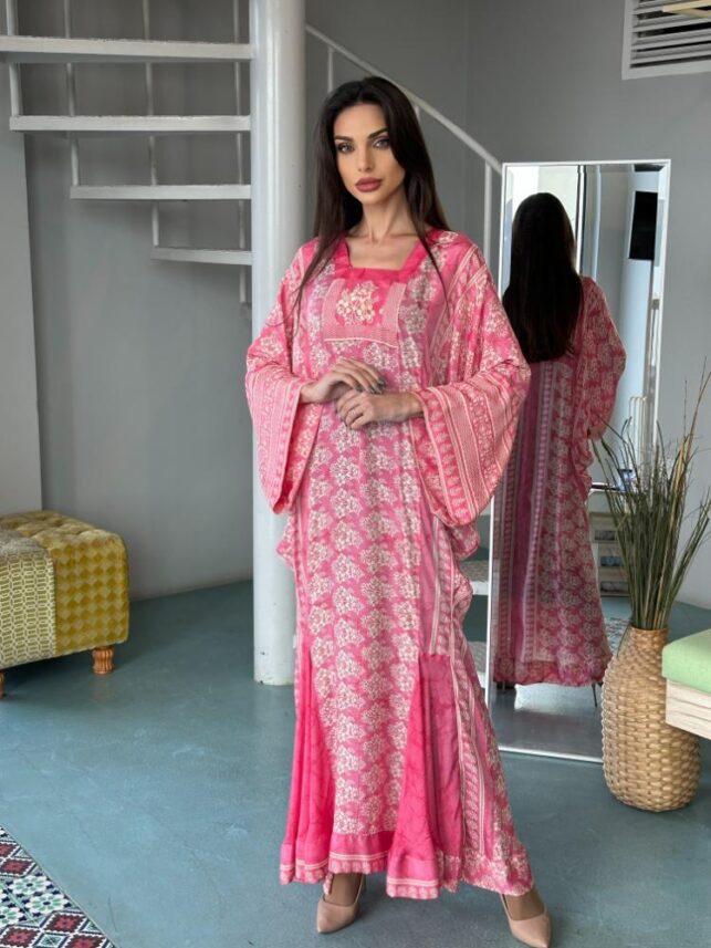Floral loose jalabiya, Satin materials