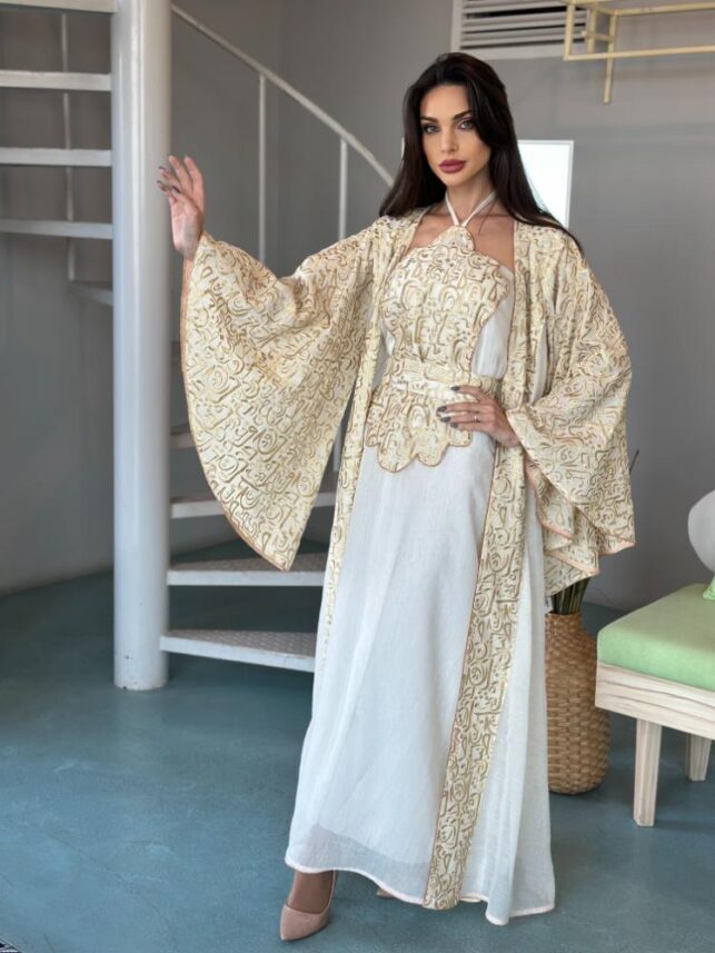 Bell Dress, with Intricate Arabic letters, Nylon Rayon Materials