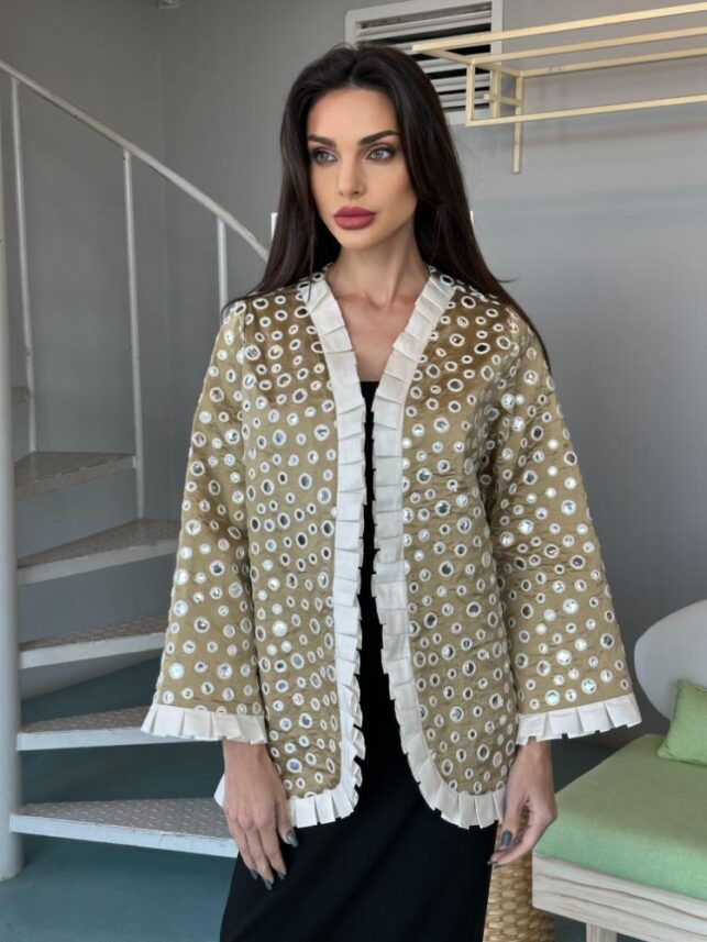 Mirror Top coat design, Linen materials
