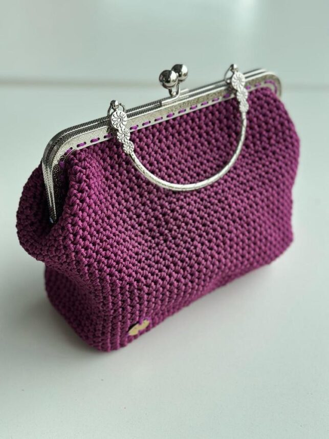 Handcrafted hand bag w/ silver handle, Cordura materials