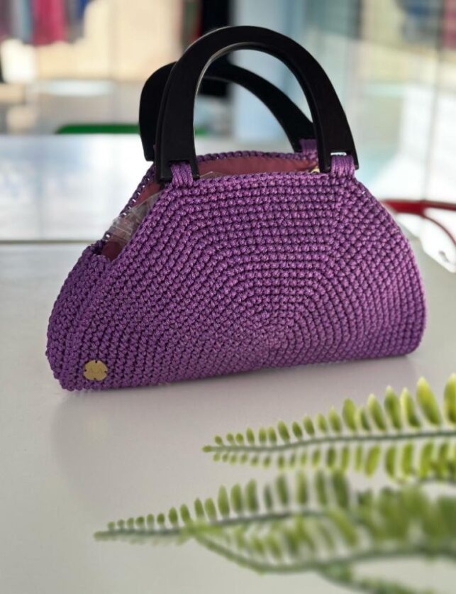Haft moon bag w/ wooden handle, Nylon materials