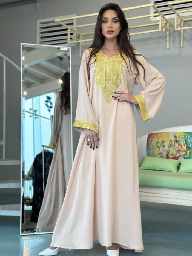 Embroidery Jalabiya, Linen Cotton Materials