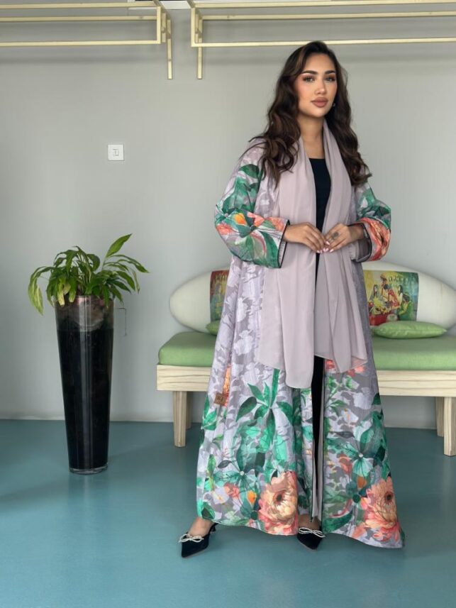 Floral A line Abaya, Nylon Materials