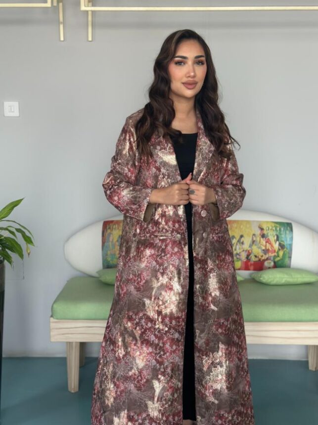 Floral Long Coat, Chiffon Material