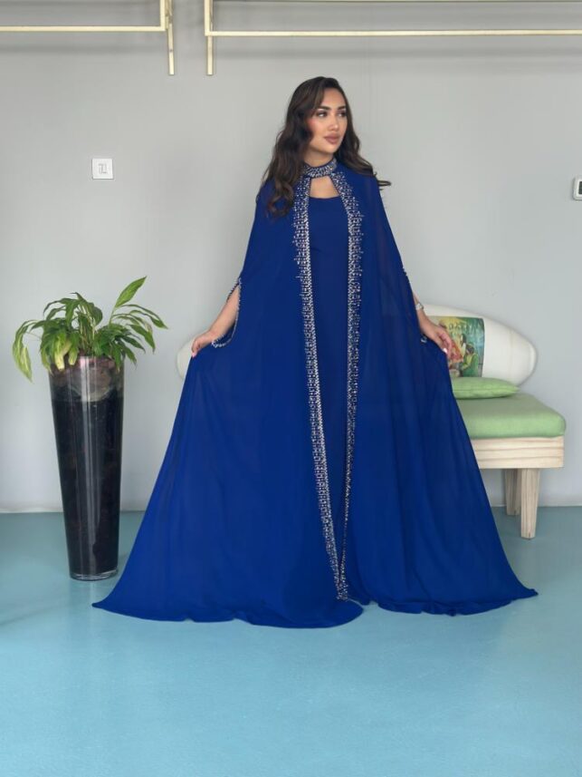 Long gown w/ Cercon beads, Chiffon Materials
