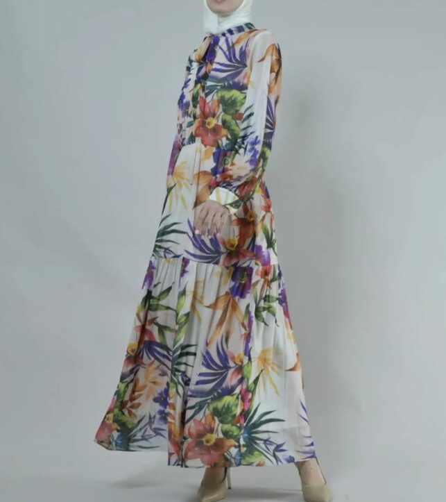 Floral dress w/ Orchid design, Chiffon materials