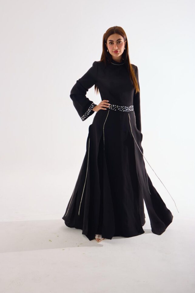 Close Neck long dress, Fine Crepe Materials