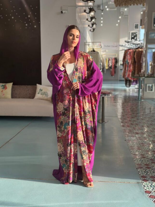 Floral Abaya, Satin Materials