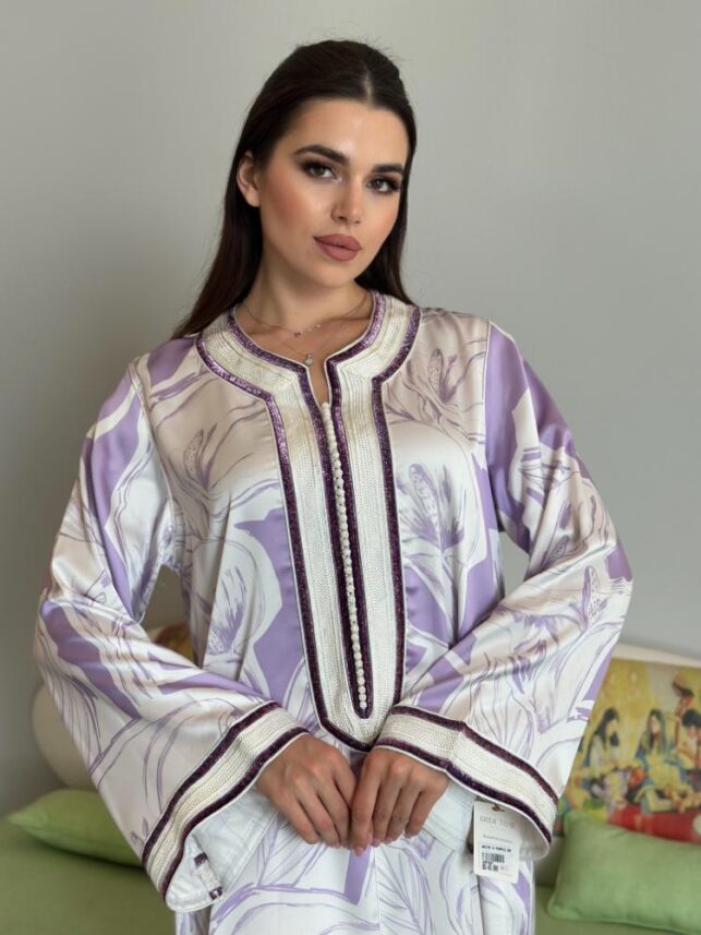 Colored Jalabiya w/ cords design, Satin Materials