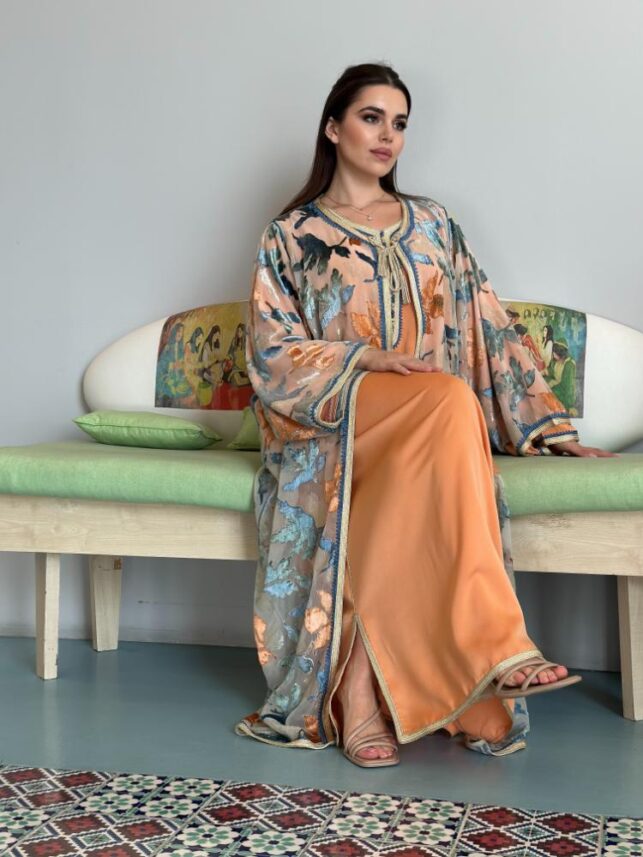 2pc. Jalabiya w/ Top Cover Laces, Satin & Laces Materials