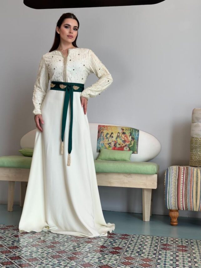 Caftan Small Circon Beads, Spandex Materials
